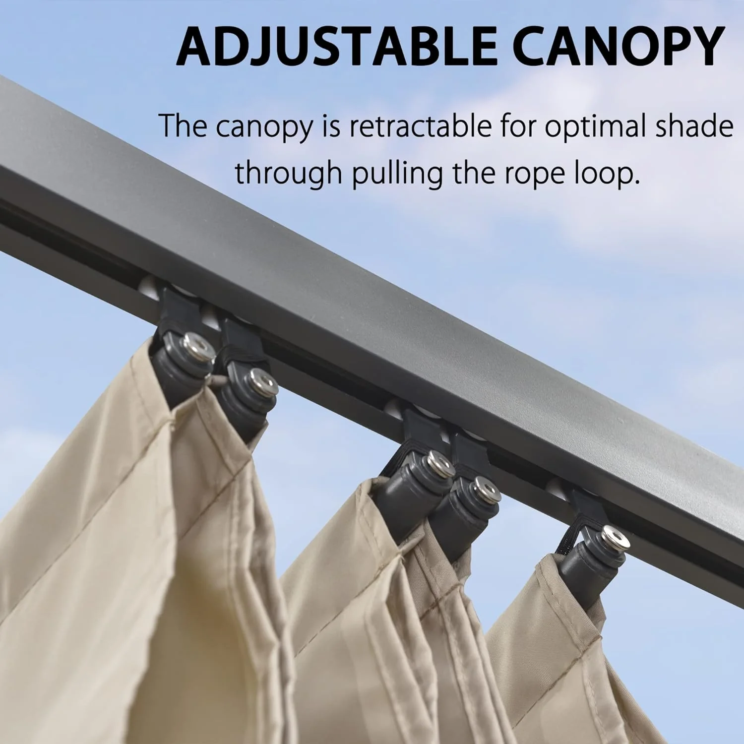 PURPLE LEAF Large Size Outdoor Pergola with Retractable Canopy Aluminum Shelter for Porch Garden Beach - Image 131