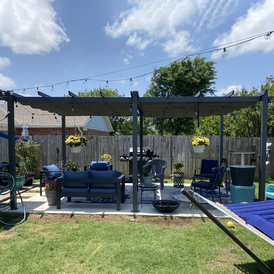 PURPLE LEAF Large Size Outdoor Pergola with Retractable Canopy Aluminum Shelter for Porch Garden Beach - Image 137