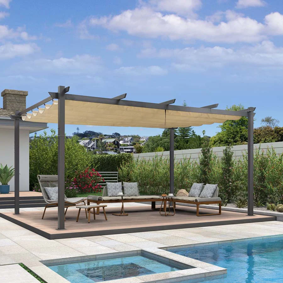 PURPLE LEAF Large Size Outdoor Pergola with Retractable Canopy Aluminum Shelter for Porch Garden Beach - Image 27
