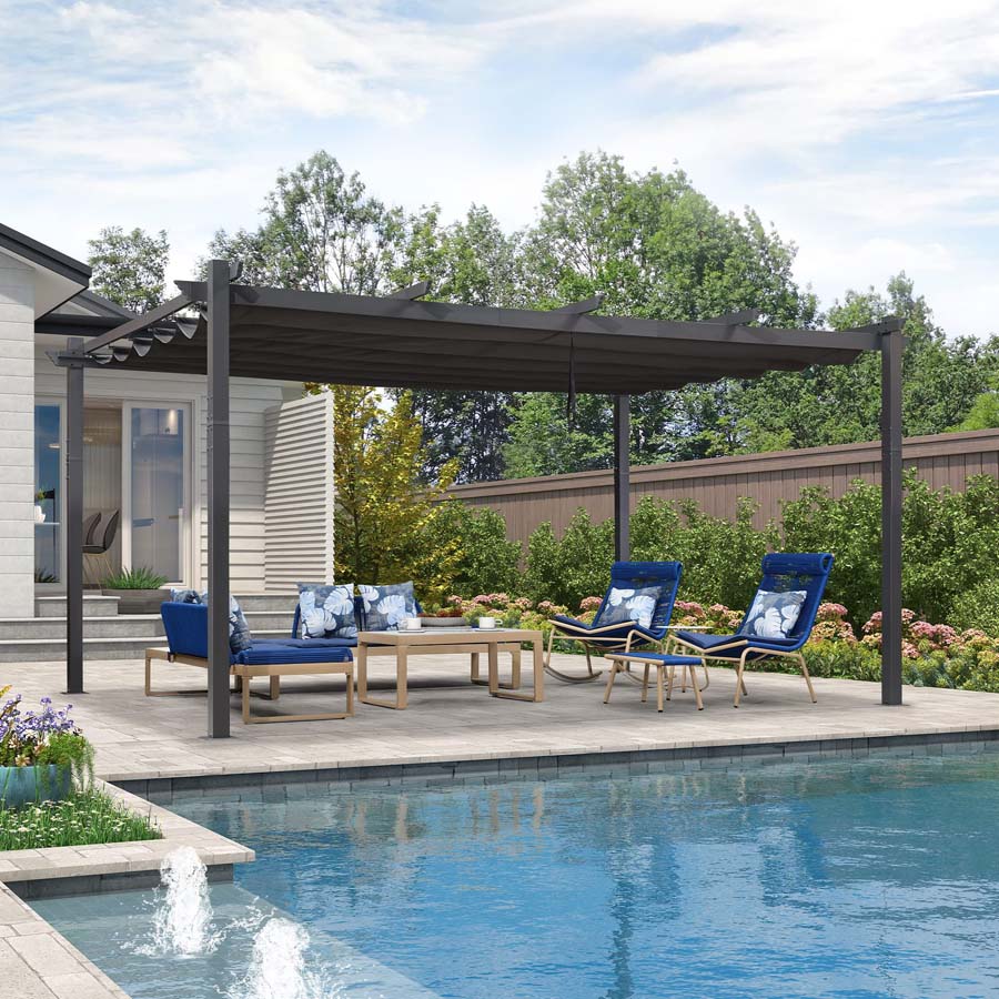 PURPLE LEAF Large Size Outdoor Pergola with Retractable Canopy Aluminum Shelter for Porch Garden Beach - Image 30