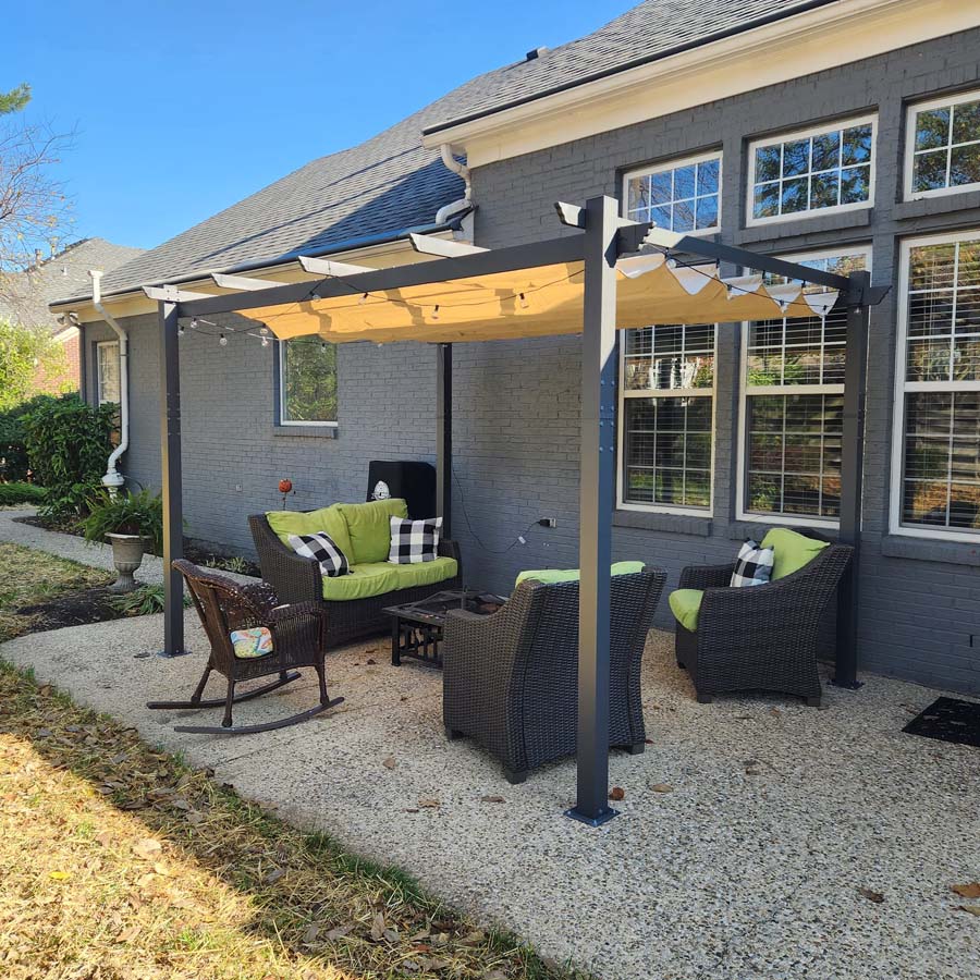 PURPLE LEAF Large Size Outdoor Pergola with Retractable Canopy Aluminum Shelter for Porch Garden Beach - Image 9