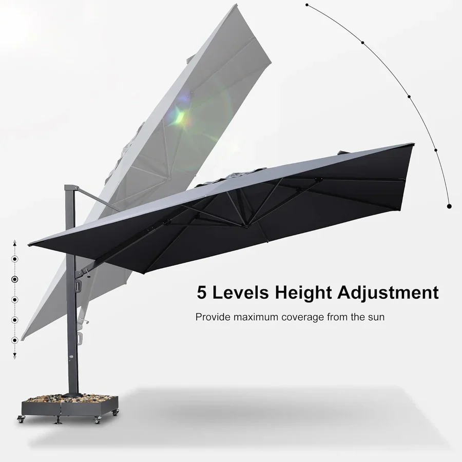 PURPLE LEAF 4 x 4 m / 2.7x 4.6 m Large Outdoor Aluminum Umbrella Offset Patio Umbrella - Image 15