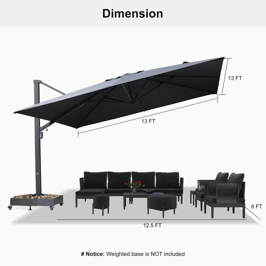 PURPLE LEAF 4 x 4 m / 2.7x 4.6 m Large Outdoor Aluminum Umbrella Offset Patio Umbrella - Image 29