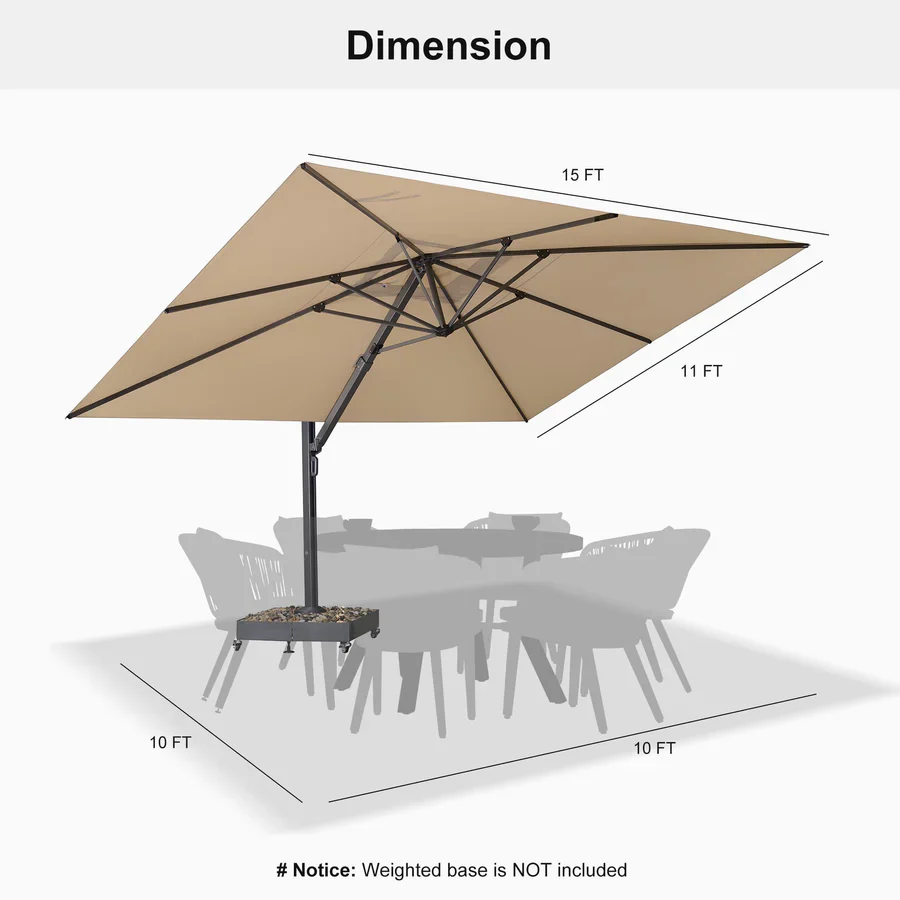 PURPLE LEAF 4 x 4 m / 2.7x 4.6 m Large Outdoor Aluminum Umbrella Offset Patio Umbrella - Image 30