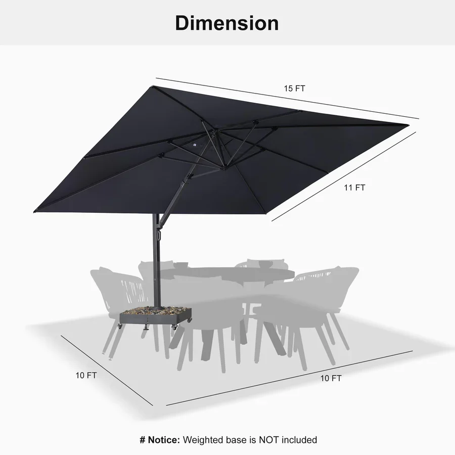 PURPLE LEAF 4 x 4 m / 2.7x 4.6 m Large Outdoor Aluminum Umbrella Offset Patio Umbrella - Image 31