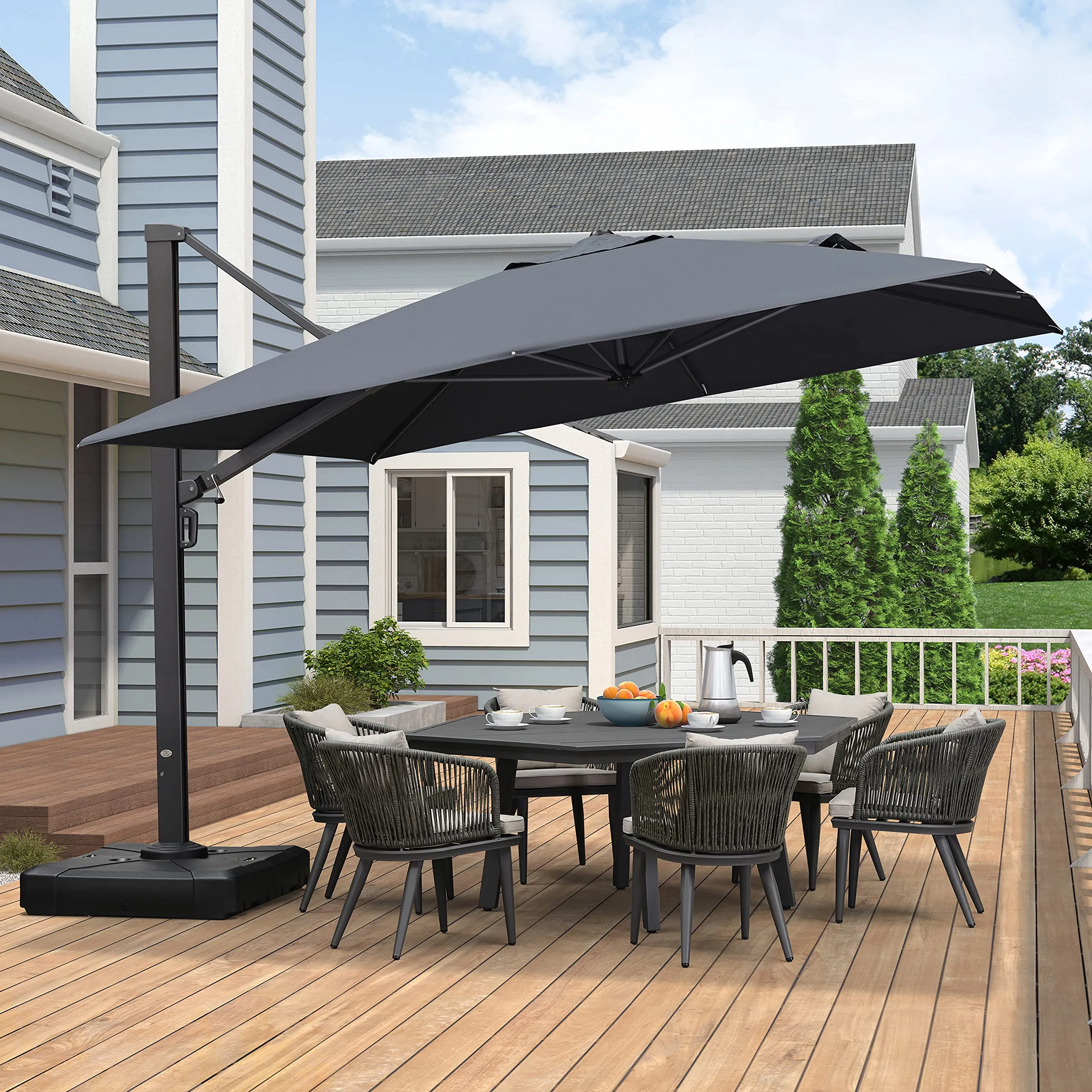 PURPLE LEAF Patio Outdoor Large Parasol Square and Rectangular Cantilever Yard Sun Parasol - Image 100