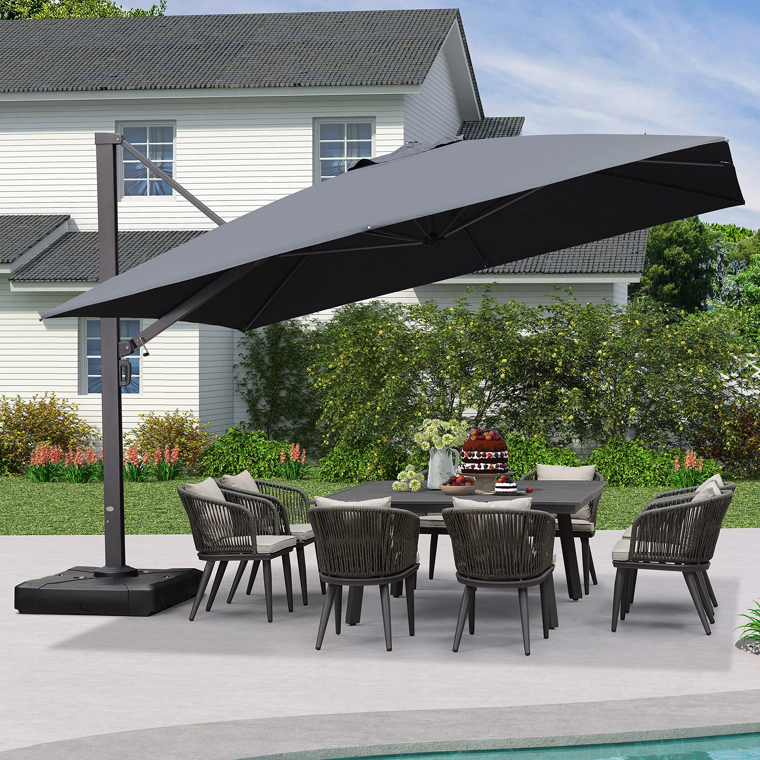 PURPLE LEAF Patio Outdoor Large Parasol Square and Rectangular Cantilever Yard Sun Parasol - Image 102