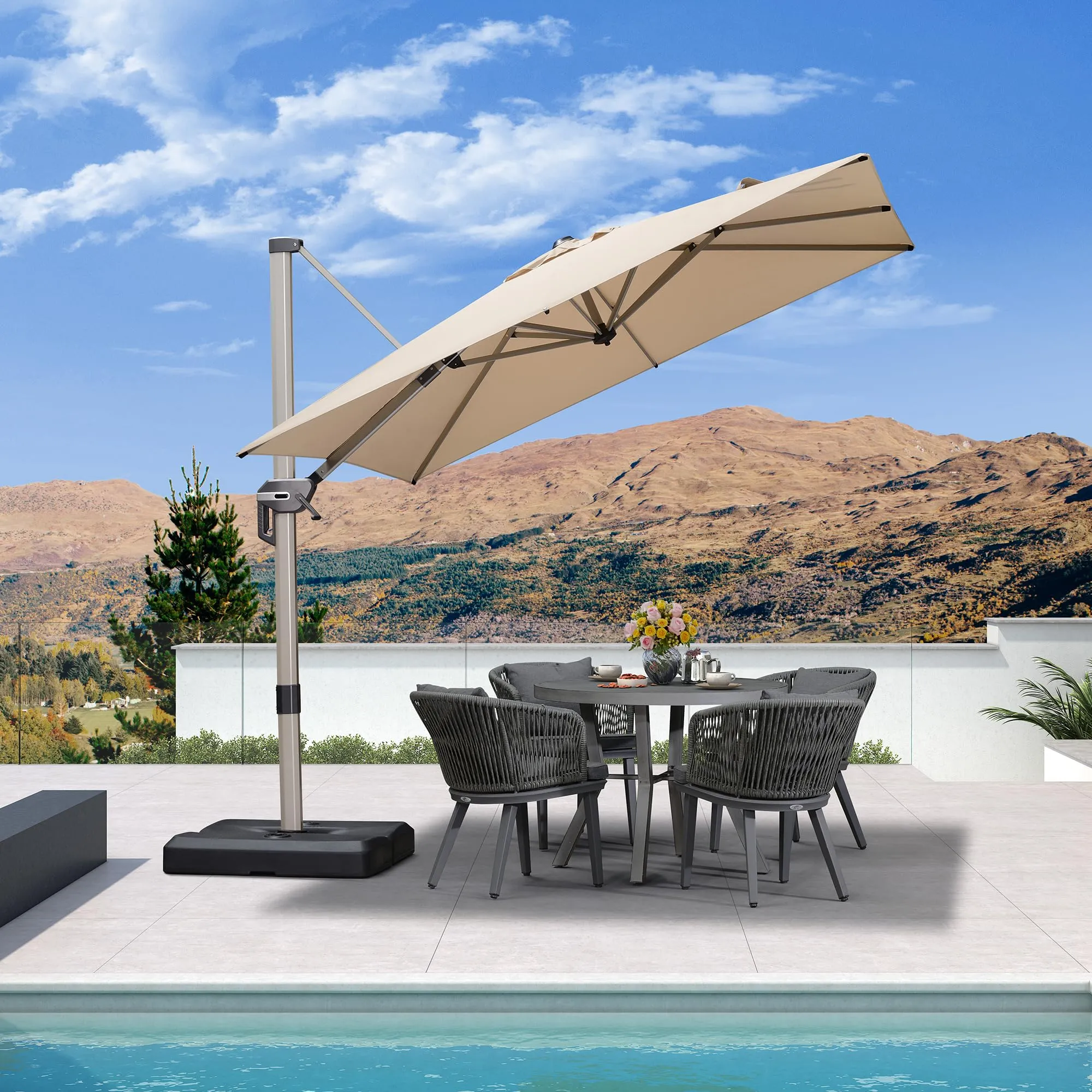 PURPLE LEAF Patio Outdoor Large Parasol Square and Rectangular Cantilever Yard Sun Parasol - Image 115