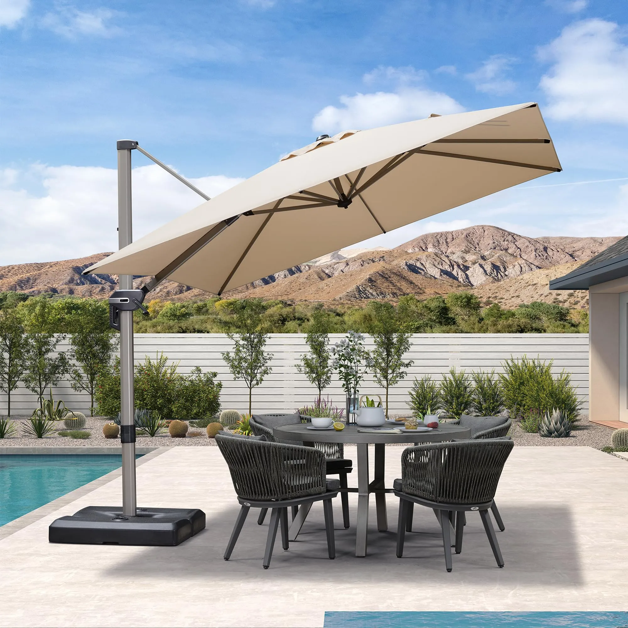 PURPLE LEAF Patio Outdoor Large Parasol Square and Rectangular Cantilever Yard Sun Parasol - Image 116