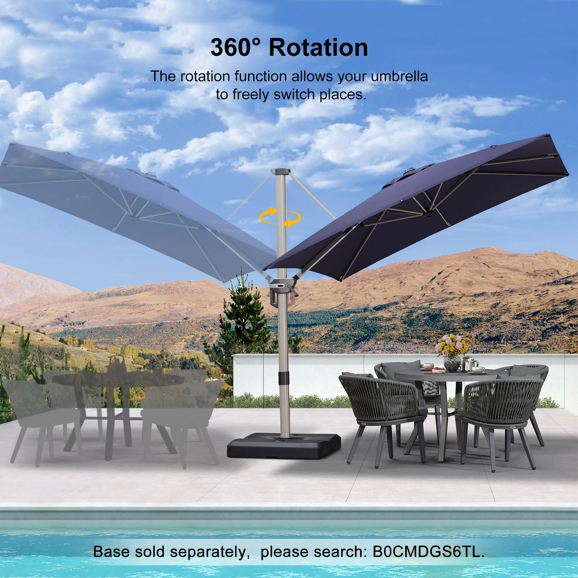 PURPLE LEAF Patio Outdoor Large Parasol Square and Rectangular Cantilever Yard Sun Parasol - Image 120