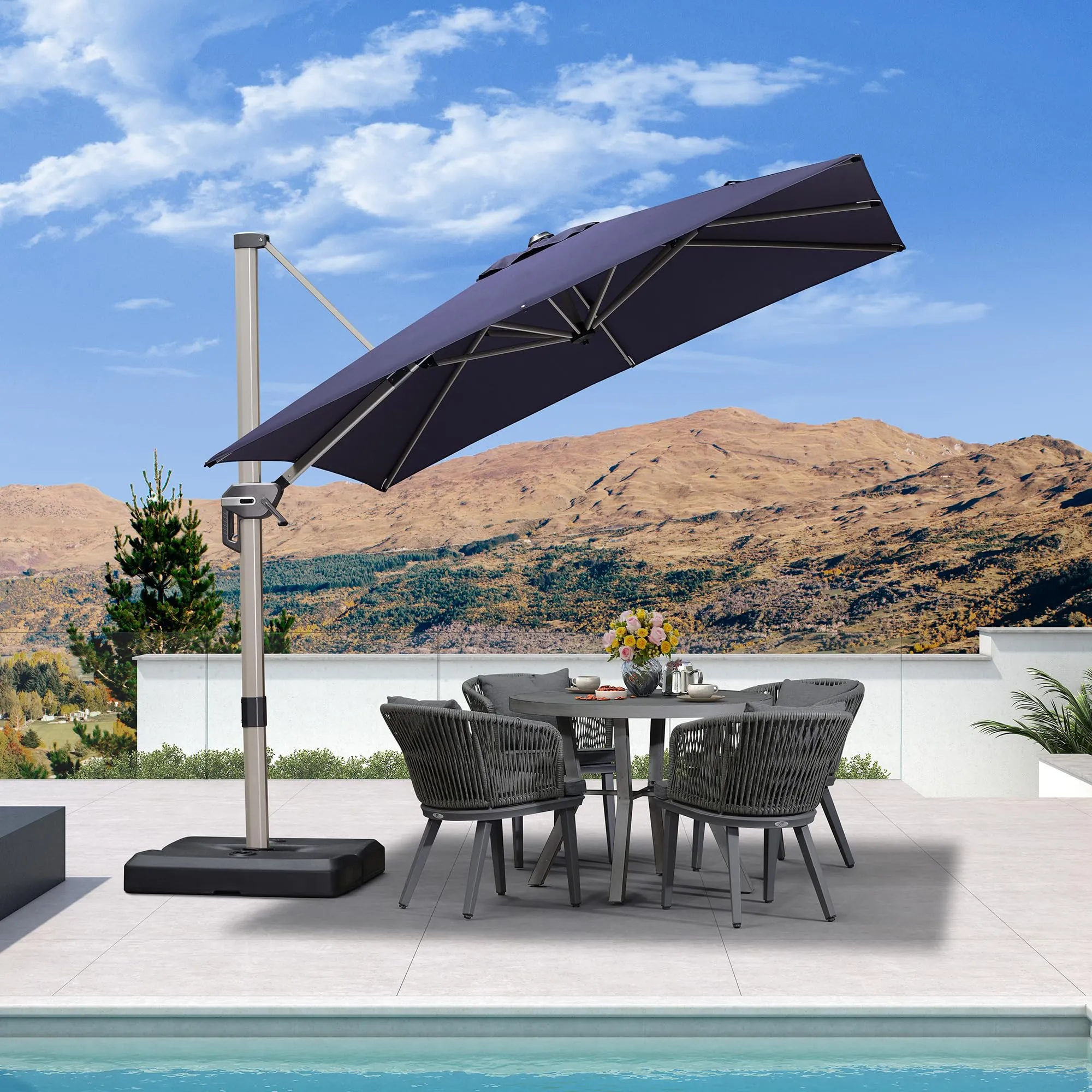 PURPLE LEAF Patio Outdoor Large Parasol Square and Rectangular Cantilever Yard Sun Parasol - Image 125