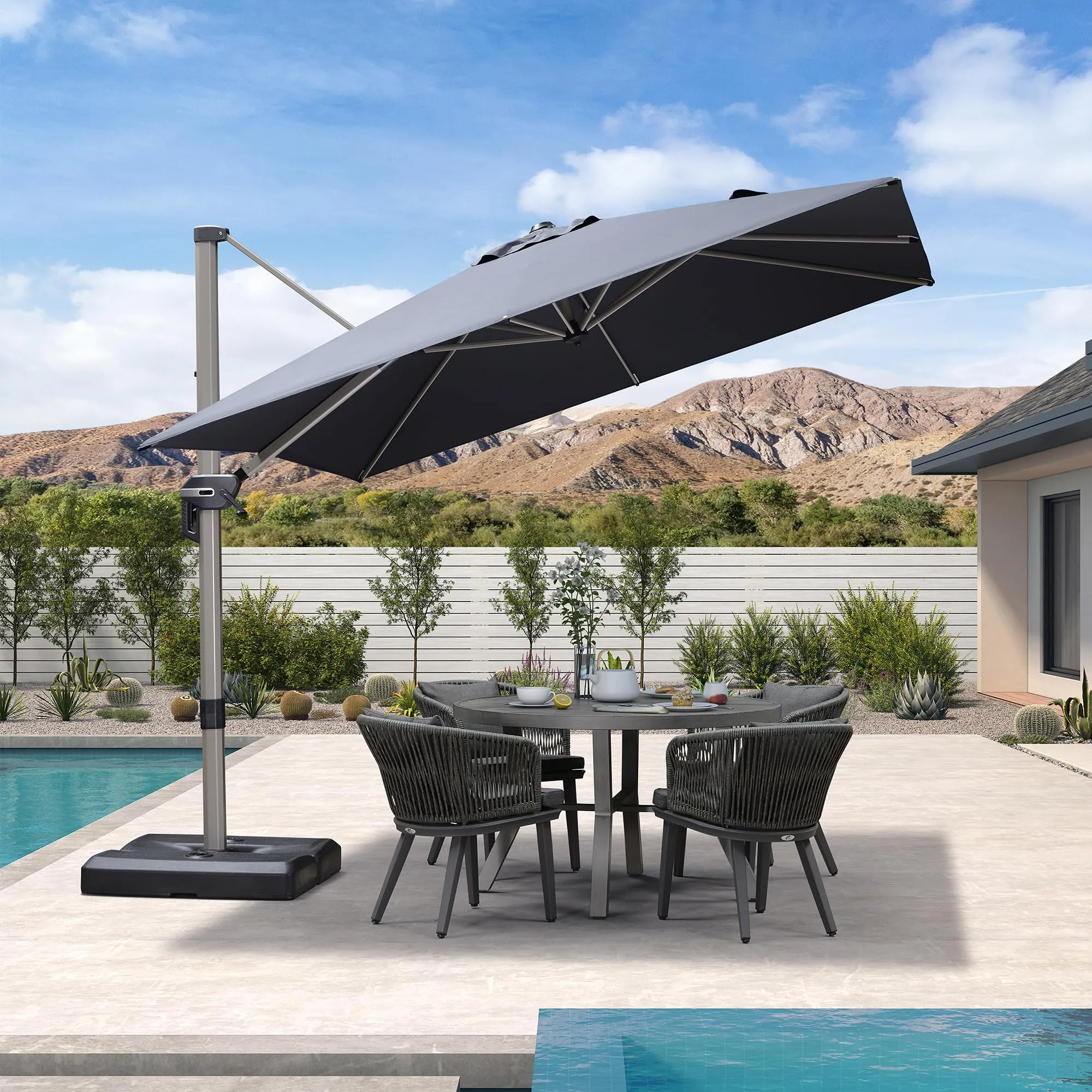 PURPLE LEAF Patio Outdoor Large Parasol Square and Rectangular Cantilever Yard Sun Parasol - Image 130