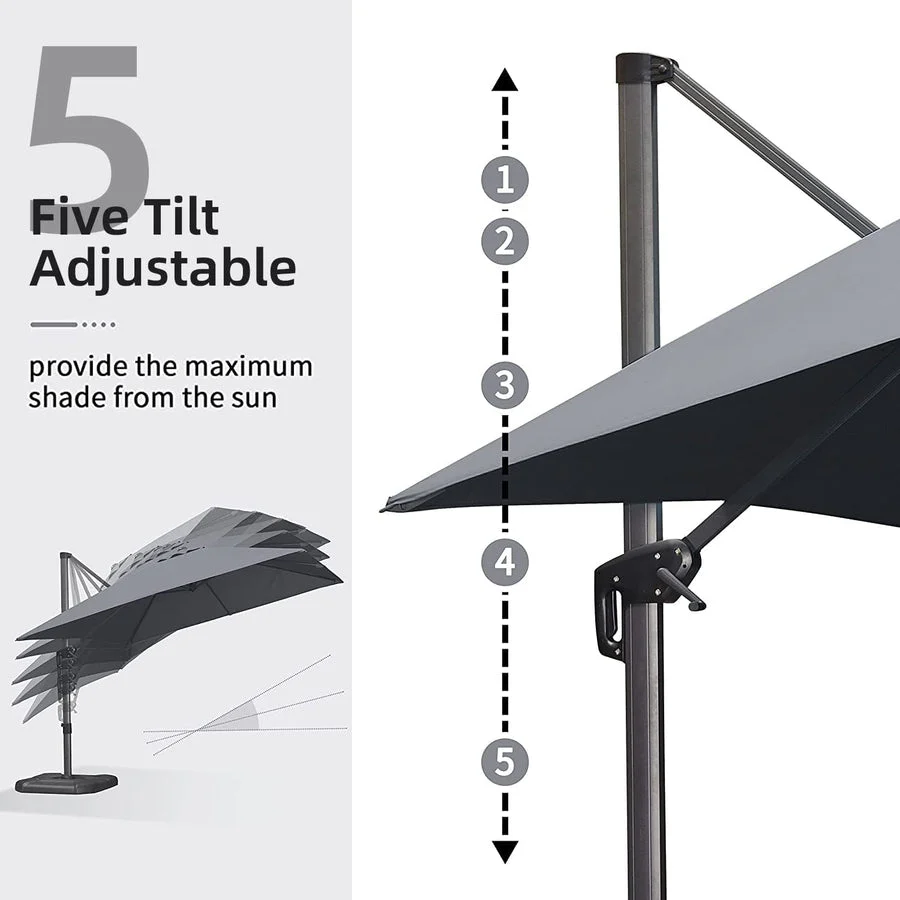 PURPLE LEAF Patio Outdoor Large Parasol Square and Rectangular Cantilever Yard Sun Parasol - Image 131