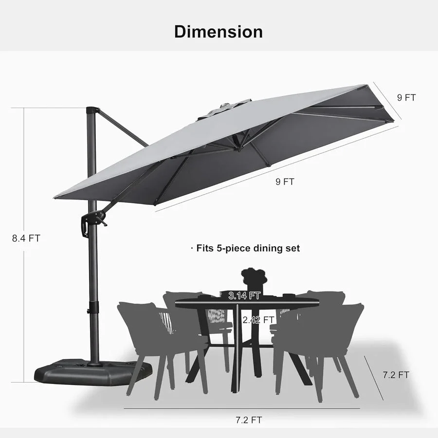 PURPLE LEAF Patio Outdoor Large Parasol Square and Rectangular Cantilever Yard Sun Parasol - Image 136
