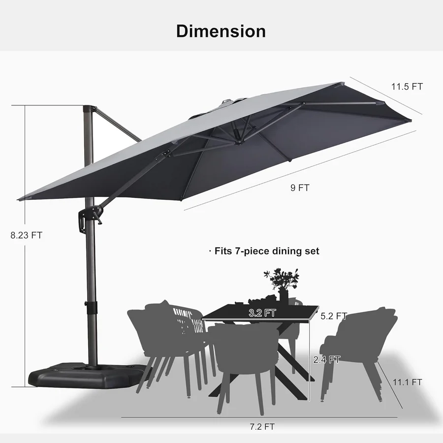 PURPLE LEAF Patio Outdoor Large Parasol Square and Rectangular Cantilever Yard Sun Parasol - Image 140