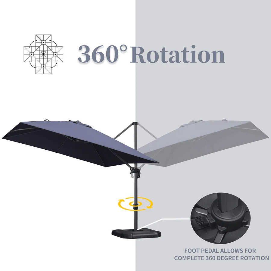PURPLE LEAF Patio Outdoor Large Parasol Square and Rectangular Cantilever Yard Sun Parasol - Image 166