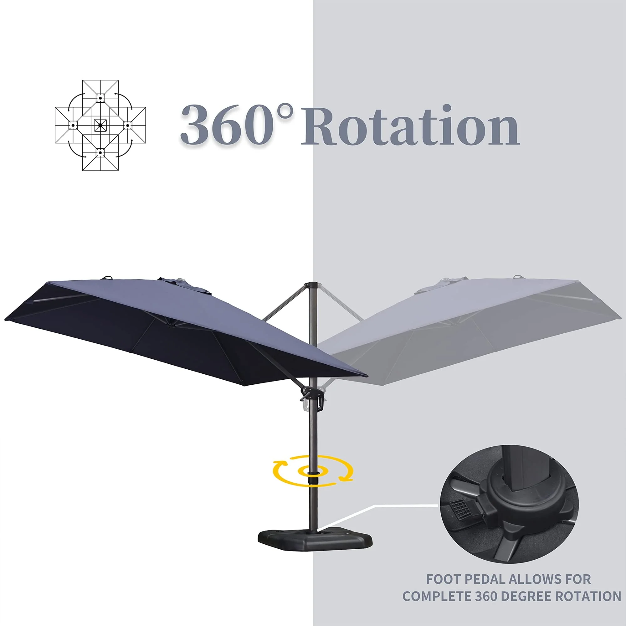 PURPLE LEAF Patio Outdoor Large Parasol Square and Rectangular Cantilever Yard Sun Parasol - Image 17