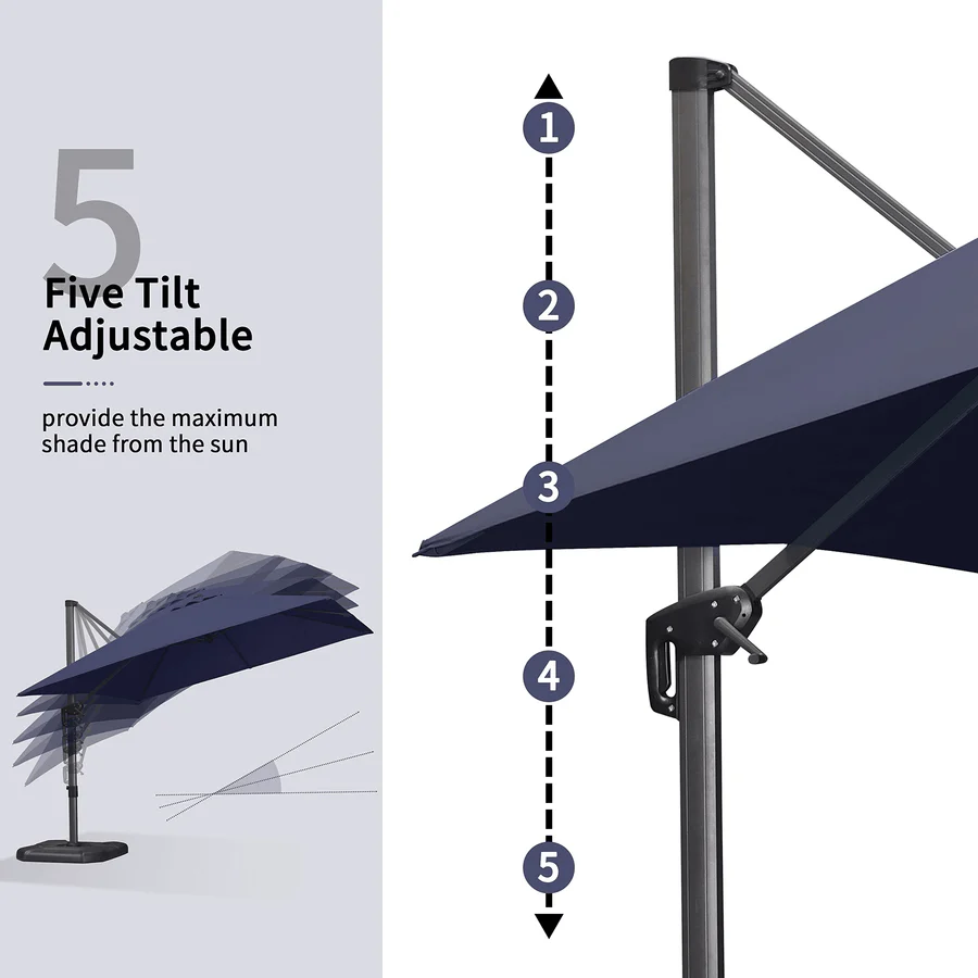 PURPLE LEAF Patio Outdoor Large Parasol Square and Rectangular Cantilever Yard Sun Parasol - Image 170
