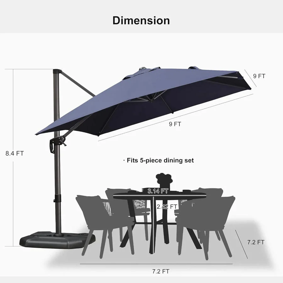 PURPLE LEAF Patio Outdoor Large Parasol Square and Rectangular Cantilever Yard Sun Parasol - Image 172
