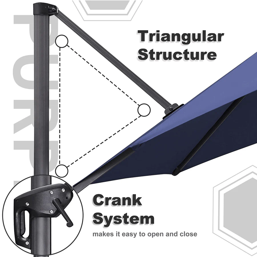 PURPLE LEAF Patio Outdoor Large Parasol Square and Rectangular Cantilever Yard Sun Parasol - Image 174