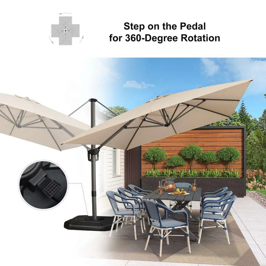 PURPLE LEAF Patio Outdoor Large Parasol Square and Rectangular Cantilever Yard Sun Parasol - Image 198
