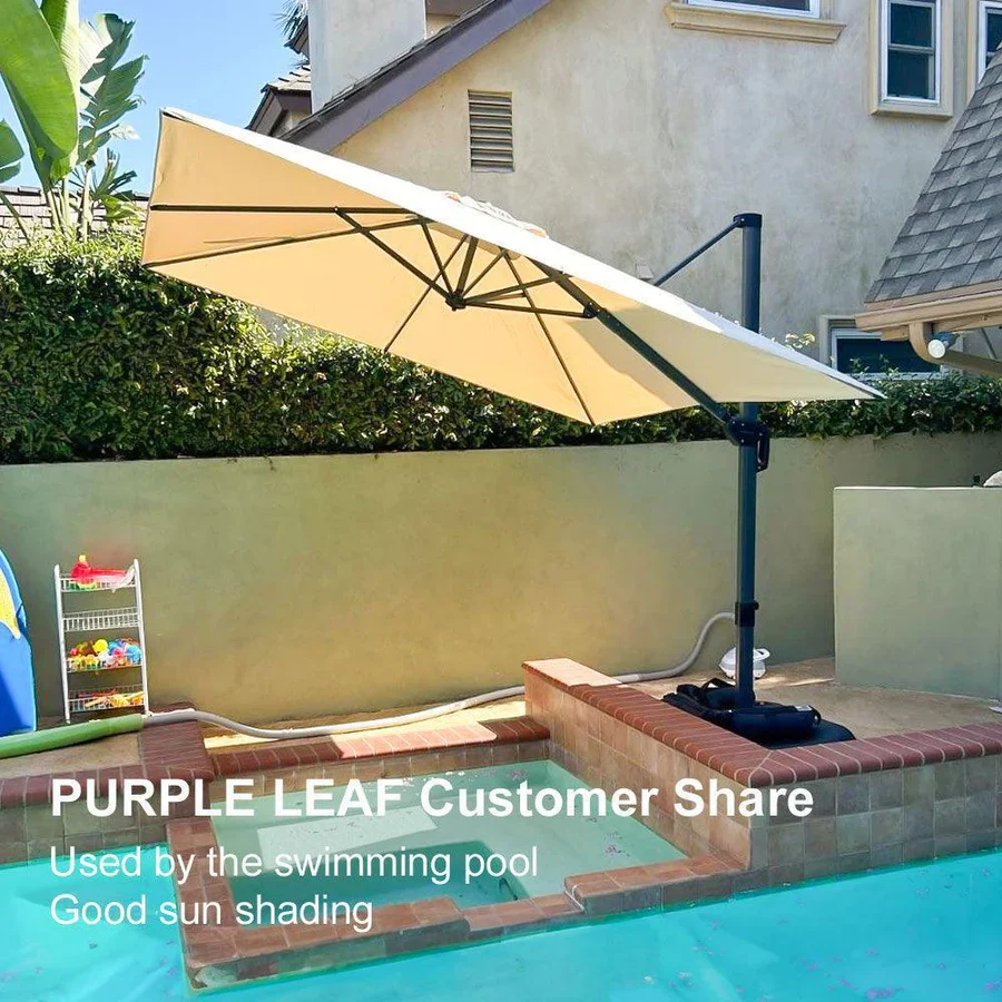 PURPLE LEAF Patio Outdoor Large Parasol Square and Rectangular Cantilever Yard Sun Parasol - Image 214