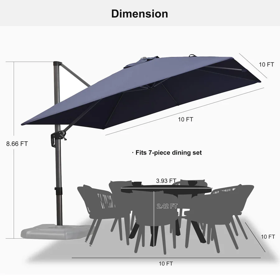 PURPLE LEAF Patio Outdoor Large Parasol Square and Rectangular Cantilever Yard Sun Parasol - Image 225