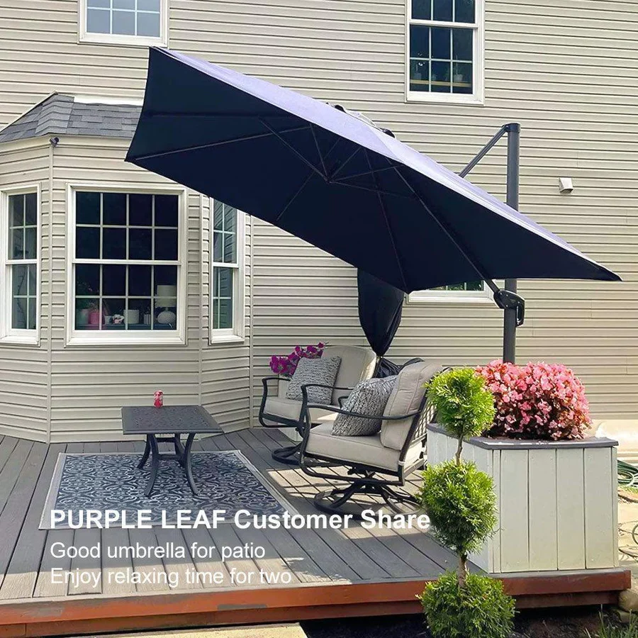 PURPLE LEAF Patio Outdoor Large Parasol Square and Rectangular Cantilever Yard Sun Parasol - Image 226