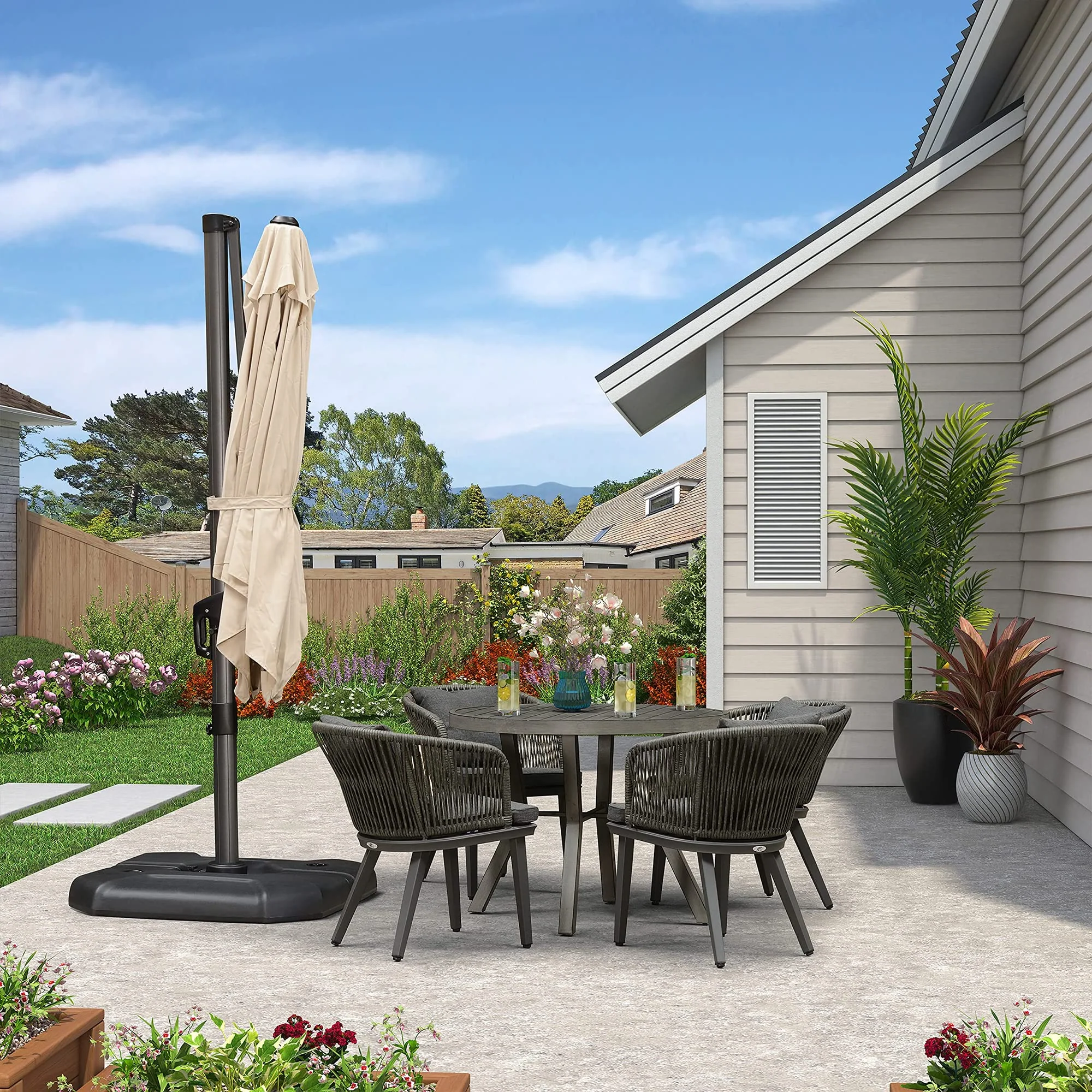PURPLE LEAF Patio Outdoor Large Parasol Square and Rectangular Cantilever Yard Sun Parasol - Image 23