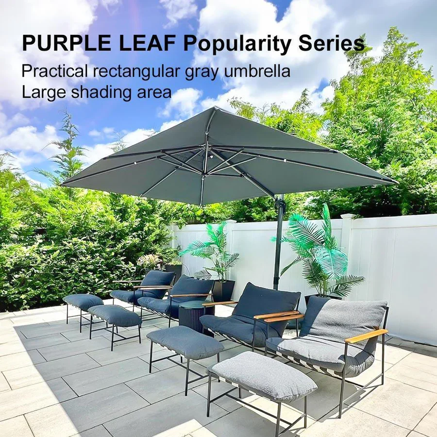PURPLE LEAF Patio Outdoor Large Parasol Square and Rectangular Cantilever Yard Sun Parasol - Image 230