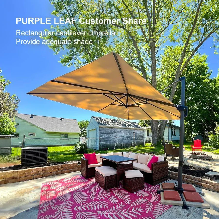 PURPLE LEAF Patio Outdoor Large Parasol Square and Rectangular Cantilever Yard Sun Parasol - Image 234
