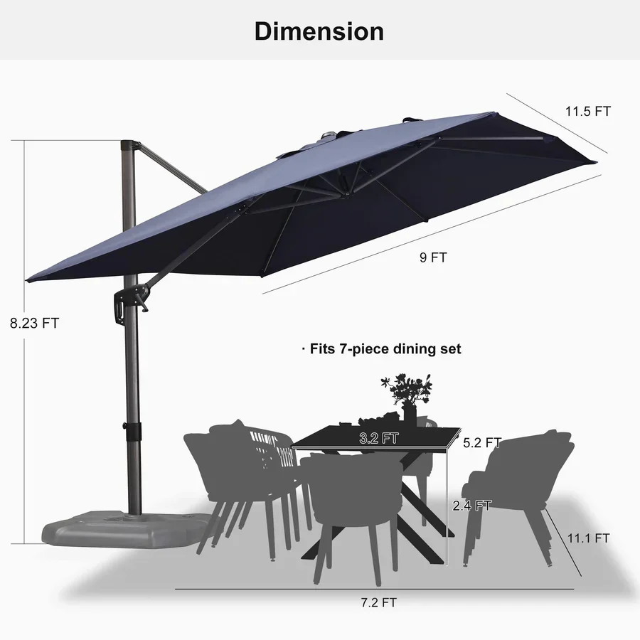 PURPLE LEAF Patio Outdoor Large Parasol Square and Rectangular Cantilever Yard Sun Parasol - Image 235