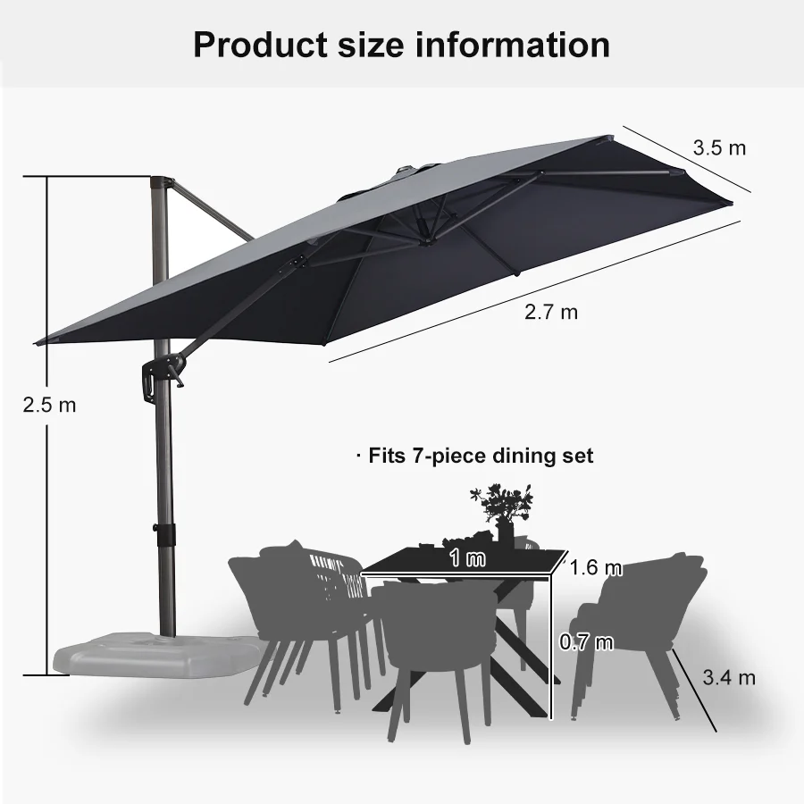 PURPLE LEAF Patio Outdoor Large Parasol Square and Rectangular Cantilever Yard Sun Parasol - Image 239