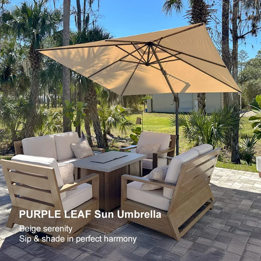 PURPLE LEAF Patio Outdoor Large Parasol Square and Rectangular Cantilever Yard Sun Parasol - Image 244