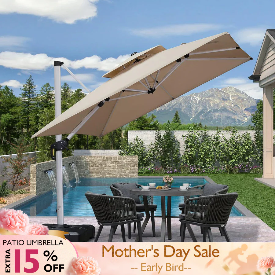 PURPLE LEAF Patio Outdoor Large Parasol Square and Rectangular Cantilever Yard Sun Parasol - Image 245
