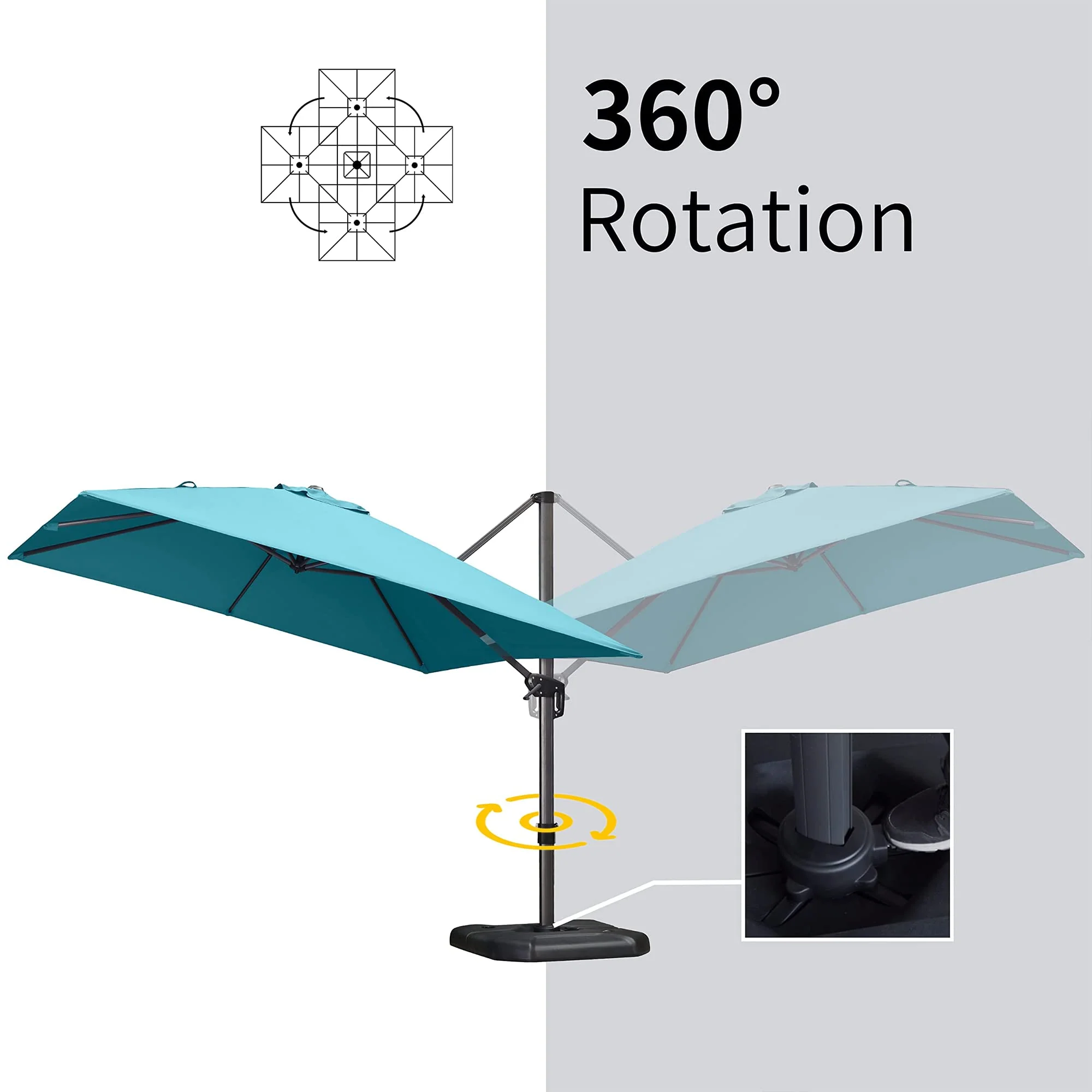 PURPLE LEAF Patio Outdoor Large Parasol Square and Rectangular Cantilever Yard Sun Parasol - Image 36