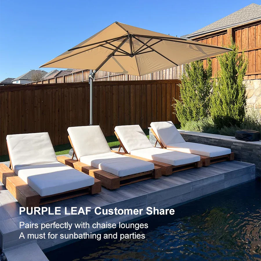 PURPLE LEAF Patio Outdoor Large Parasol Square and Rectangular Cantilever Yard Sun Parasol - Image 4