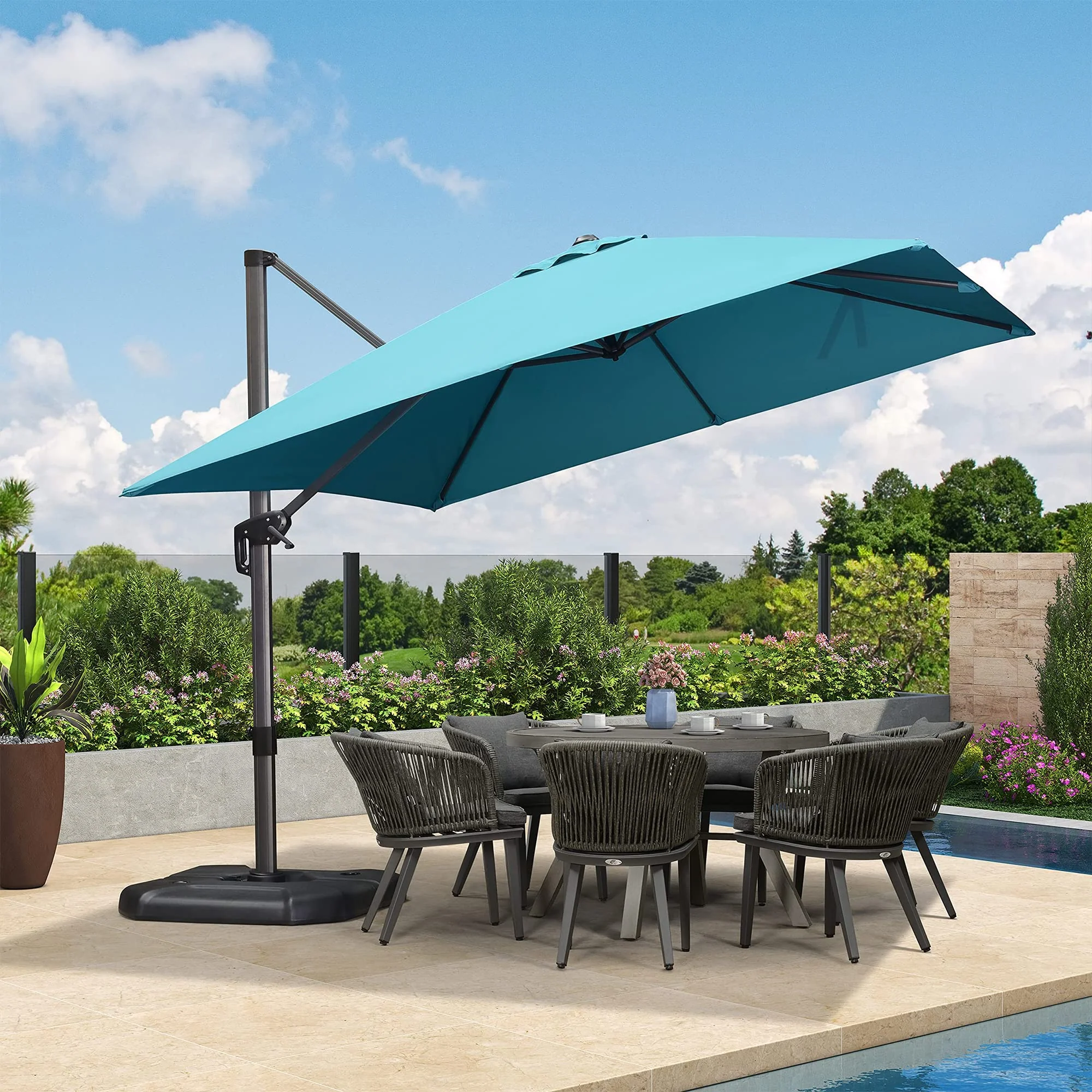 PURPLE LEAF Patio Outdoor Large Parasol Square and Rectangular Cantilever Yard Sun Parasol - Image 43