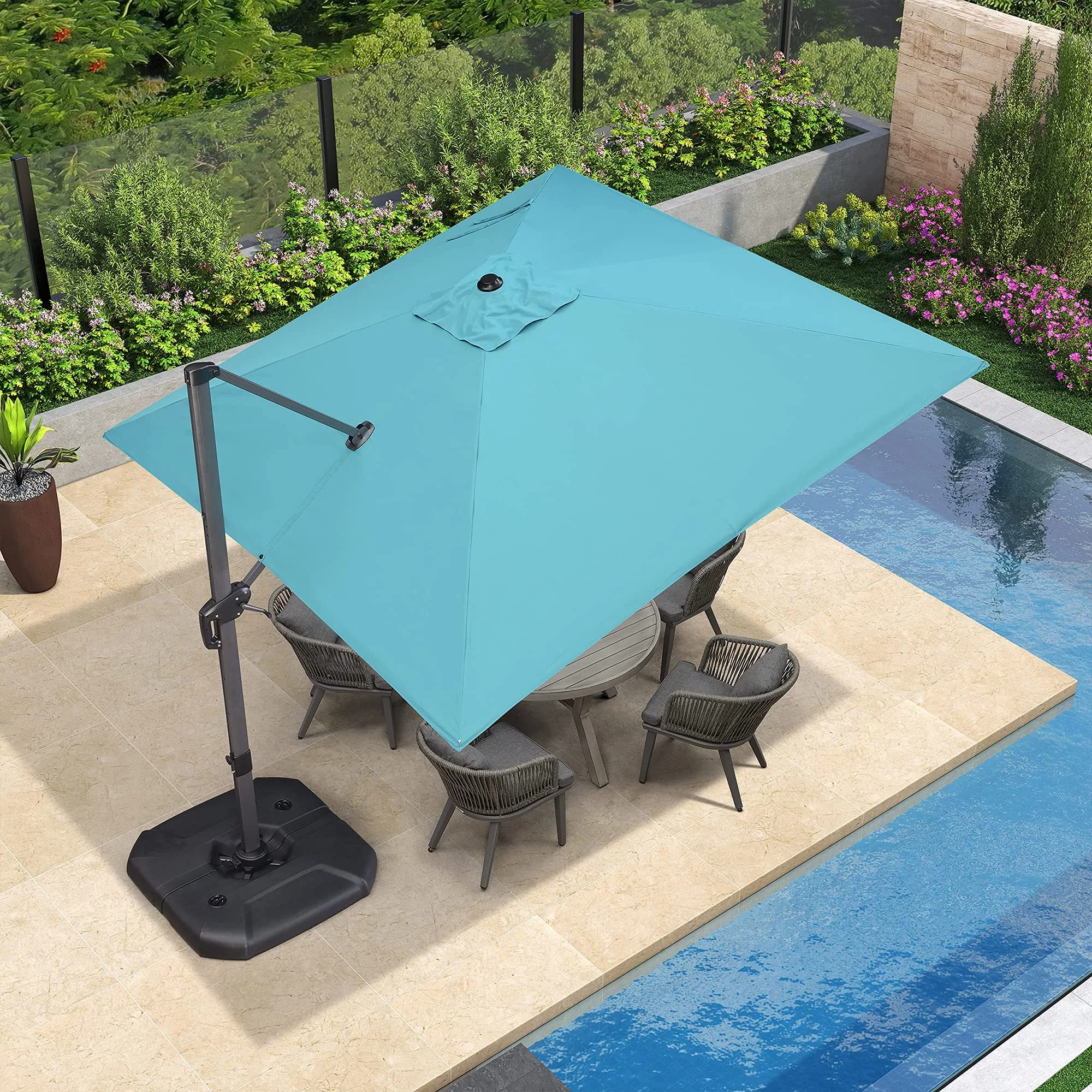 PURPLE LEAF Patio Outdoor Large Parasol Square and Rectangular Cantilever Yard Sun Parasol - Image 44