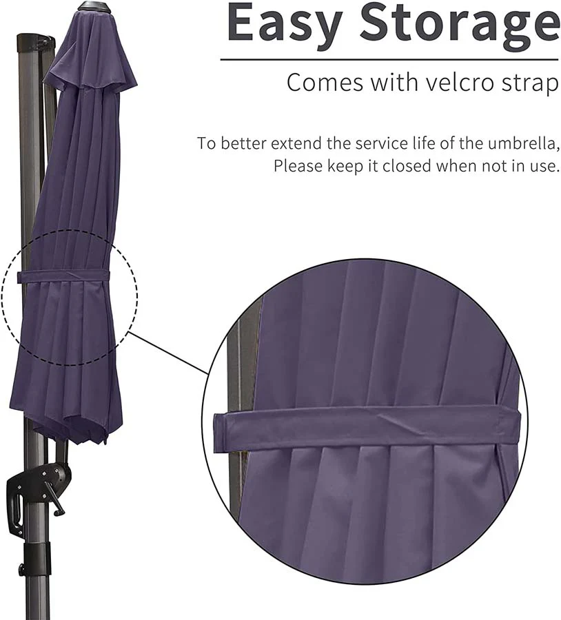 PURPLE LEAF Patio Outdoor Large Parasol Square and Rectangular Cantilever Yard Sun Parasol - Image 50