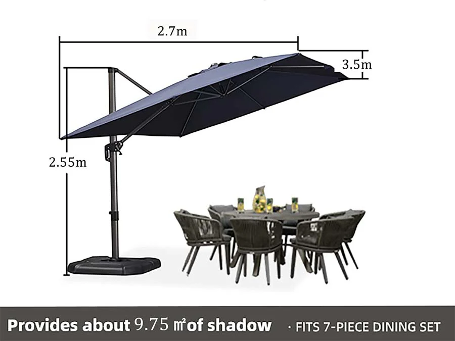 PURPLE LEAF Patio Outdoor Large Parasol Square and Rectangular Cantilever Yard Sun Parasol - Image 53
