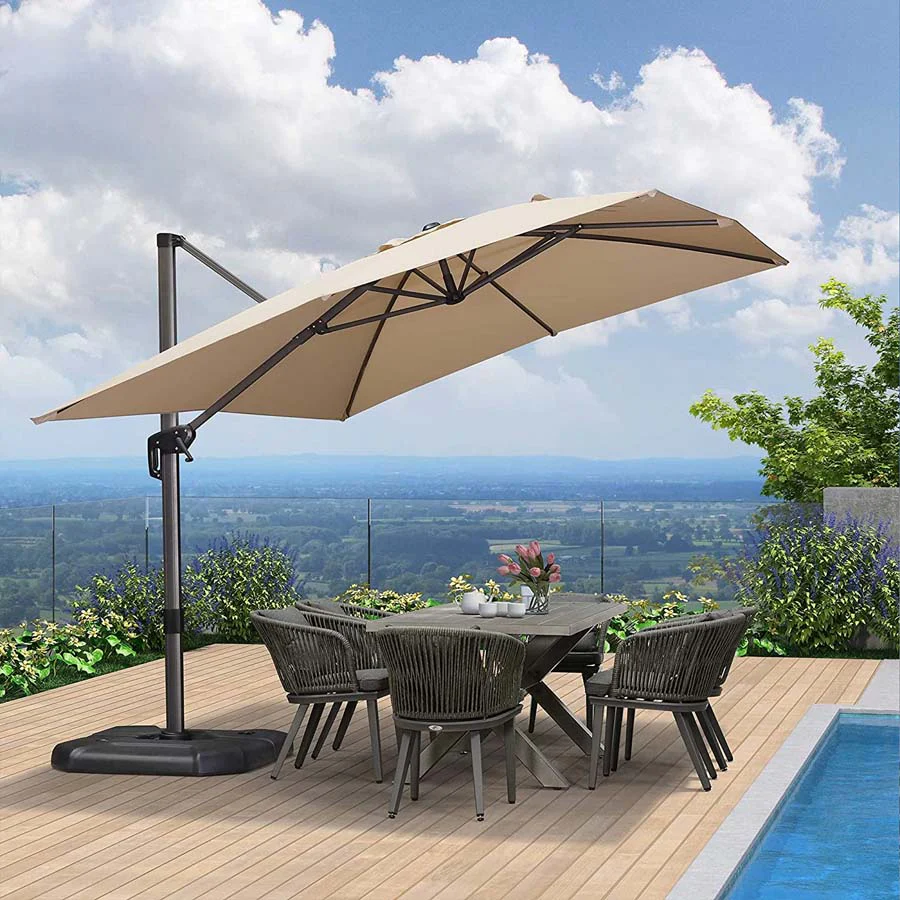 PURPLE LEAF Patio Outdoor Large Parasol Square and Rectangular Cantilever Yard Sun Parasol - Image 55