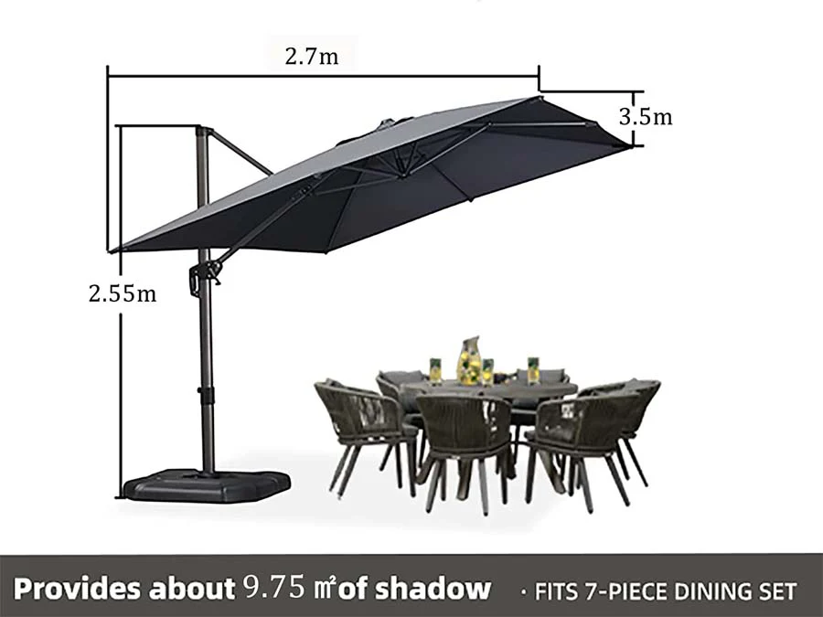 PURPLE LEAF Patio Outdoor Large Parasol Square and Rectangular Cantilever Yard Sun Parasol - Image 58