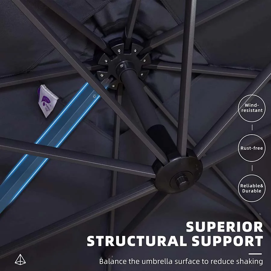 PURPLE LEAF Patio Outdoor Large Parasol Square and Rectangular Cantilever Yard Sun Parasol - Image 61