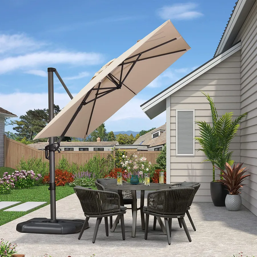 PURPLE LEAF Patio Outdoor Large Parasol Square and Rectangular Cantilever Yard Sun Parasol - Image 73