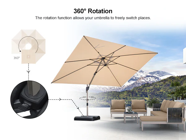 PURPLE LEAF Patio Outdoor Large Parasol Square and Rectangular Cantilever Yard Sun Parasol - Image 79