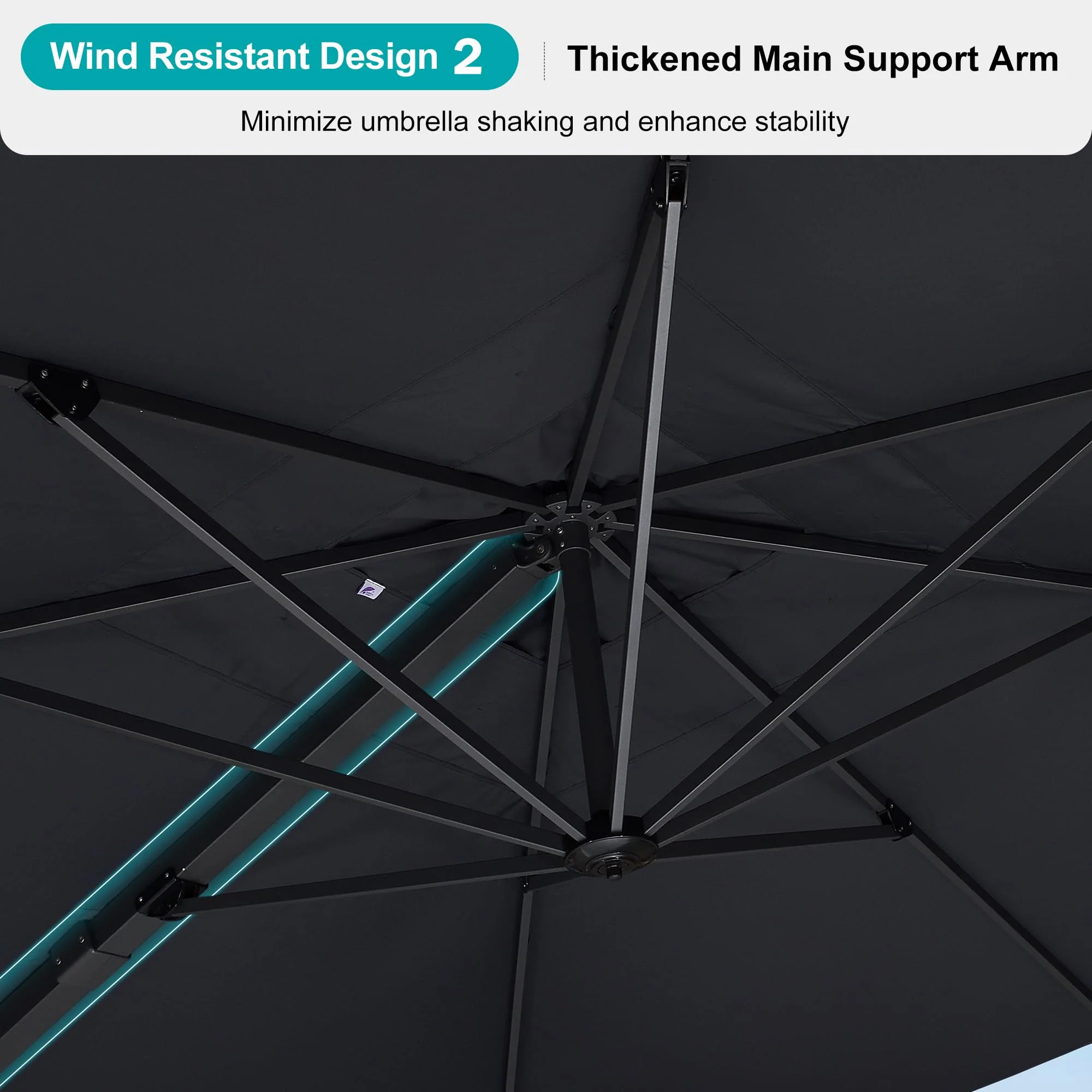 PURPLE LEAF Patio Outdoor Large Parasol Square and Rectangular Cantilever Yard Sun Parasol - Image 81