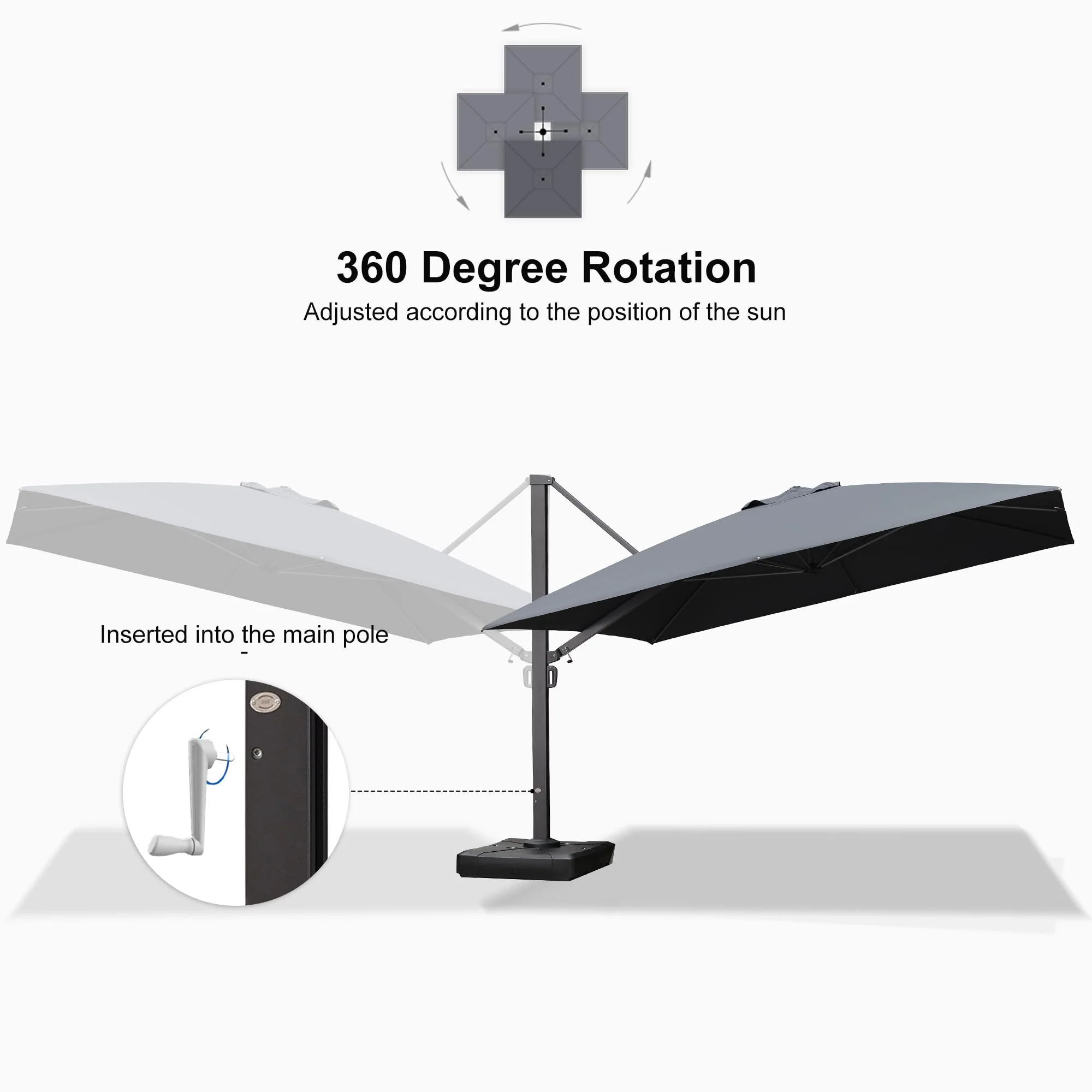 PURPLE LEAF Patio Outdoor Large Parasol Square and Rectangular Cantilever Yard Sun Parasol - Image 83