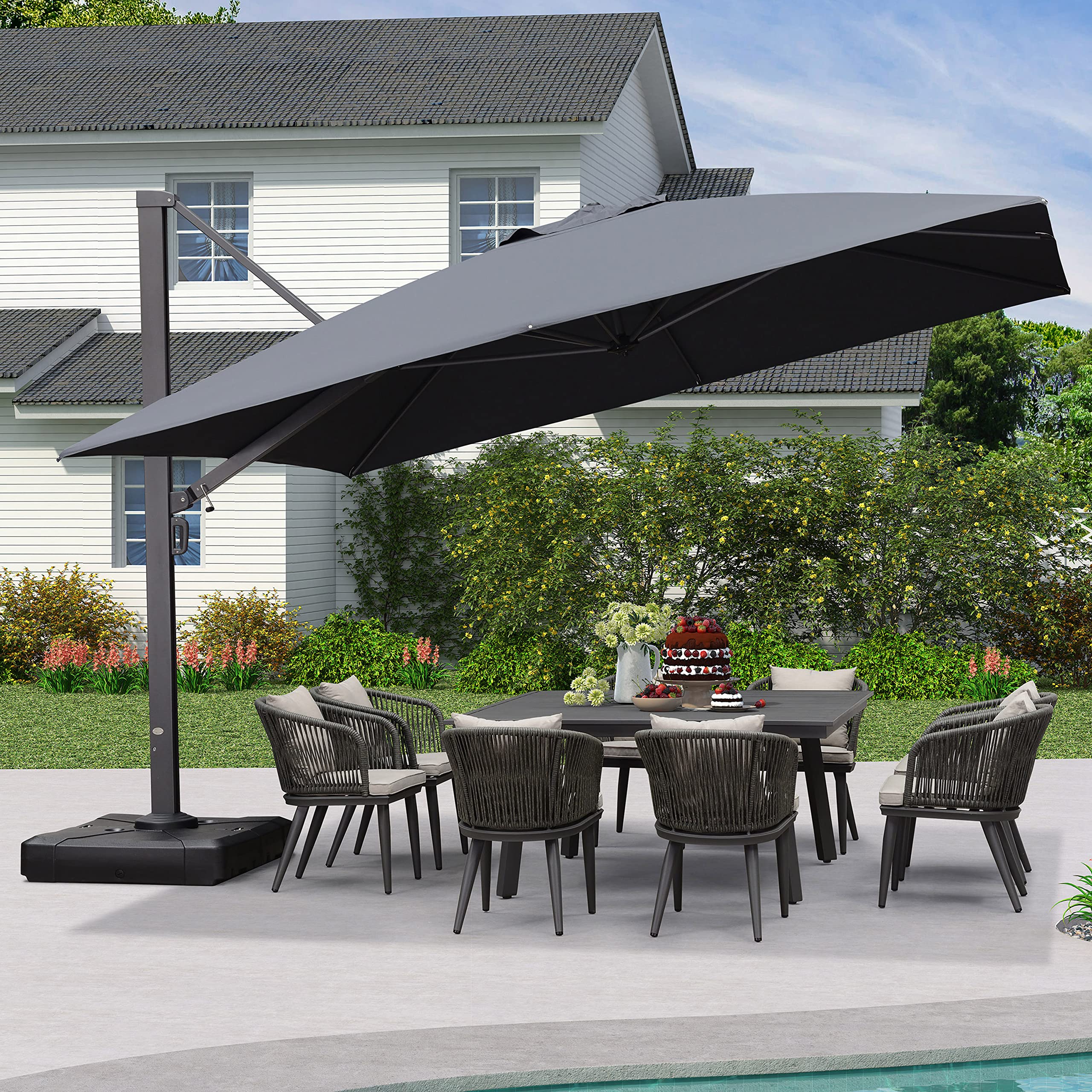 PURPLE LEAF Patio Outdoor Large Parasol Square and Rectangular Cantilever Yard Sun Parasol - Image 87