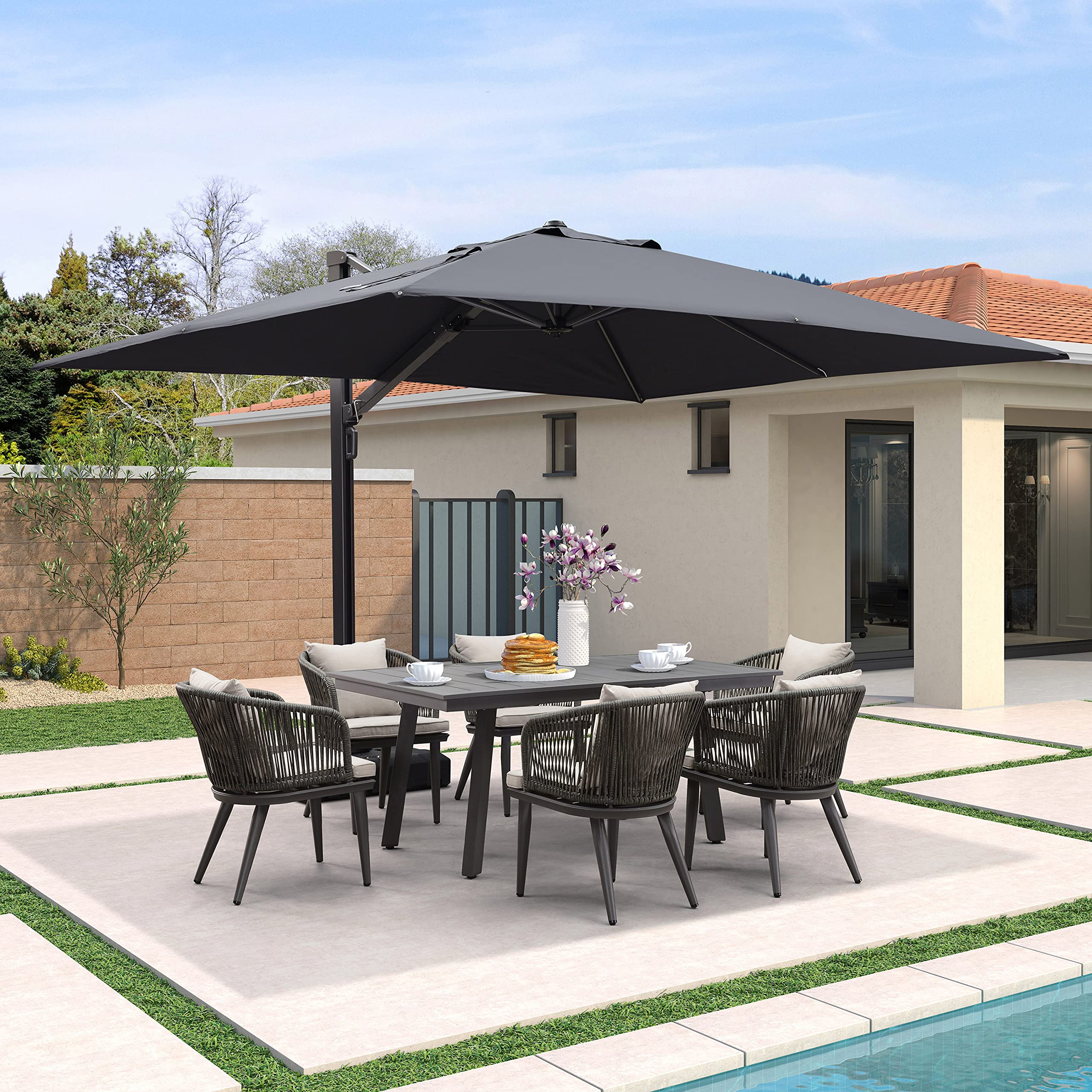 PURPLE LEAF Patio Outdoor Large Parasol Square and Rectangular Cantilever Yard Sun Parasol - Image 88